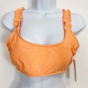 Salt + Cove Bikini Top Juniors Size XL Orange Ruffle Swim Tie Back NWT